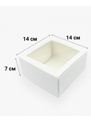 Коробка с окном 140*140*70мм белая