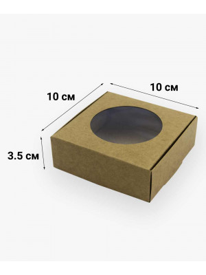 Коробка 100*100*35 мм крафт с окошком для пряников