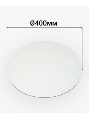 Підкладка для торта 400мм кругла ХДФ (посилена ДВП) біла дерев'яна