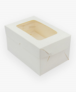 Коробка для 2 капкейков 160х110х85 мм с окном белая