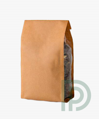 Упаковка стабило крафт 1 кг 150х375 мм бумажная для кофе, чая прозрачные фальцы