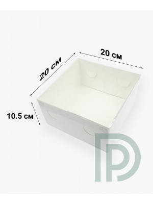 Коробка для торта 200*200*105мм белая с пластиковой крышкой