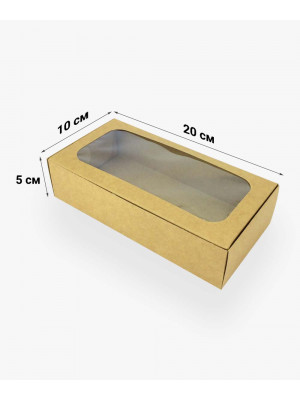 Коробка 200*100*50мм с окном и откидной крышкой