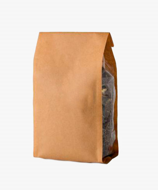 Упаковка стабило крафт 1 кг 150х375 мм бумажная для кофе, чая прозрачные фальцы