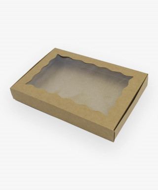 Крафтовая коробка с окном "Волна" 220*150*30 мм 