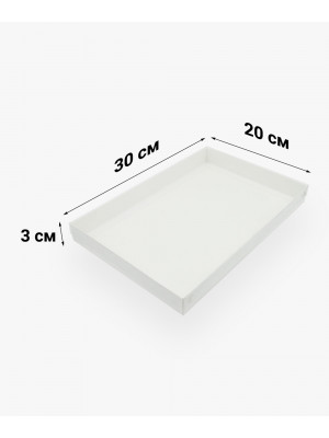 Коробка з прозорою кришкою 200*300*30мм (основа + кришка) біла