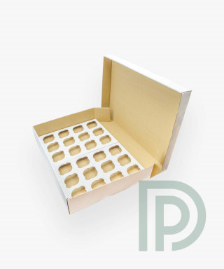 Коробка для кексів, капкейків, маффінів на 24 шт 500х350х90 мм біла