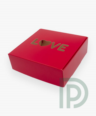 Коробка "Love" 150*150*50 мм красная для подарка, эклеров и макаронс 