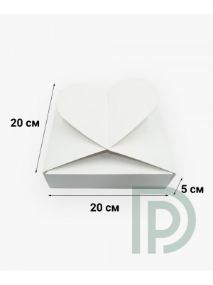 Коробка з замком у вигляді серця для пряників, цукерок 200*200*50 мм біла