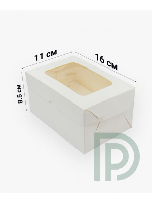 Коробка для 2 капкейків 160х110х85 мм із вікном біла