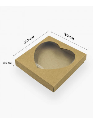 Коробка "Крафт-Сердце" 200*200*35мм для пряников и подарков