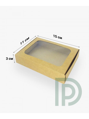 Коробка 150*110*30 мм з вікном з крафт-картону