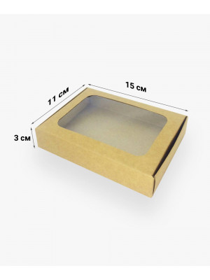 Коробка 150*110*30 мм с окном из крафт-картона