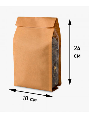 Пакет 250 г стабіло 100х240 мм паперовий (крафт) для кави, прозорі фальці