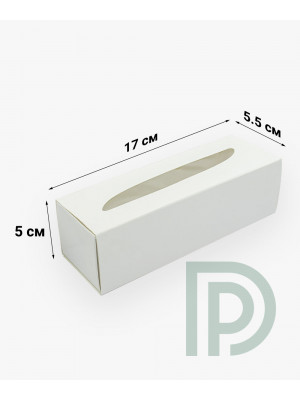 Коробка 170*55*50мм для макаронс с окошком белая